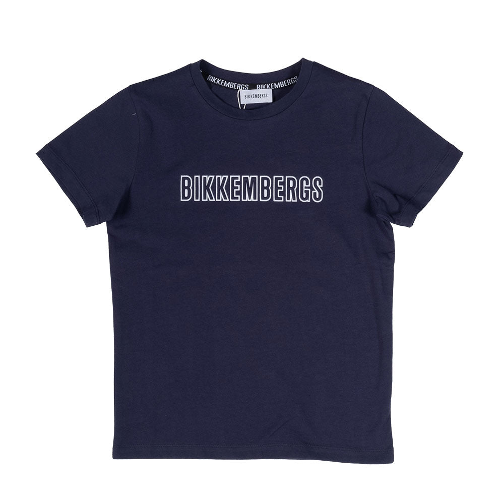 T-shirt à manches courtes de la Ligne Vêtements Enfant Bikkembergs, avec sur le devant une applic...