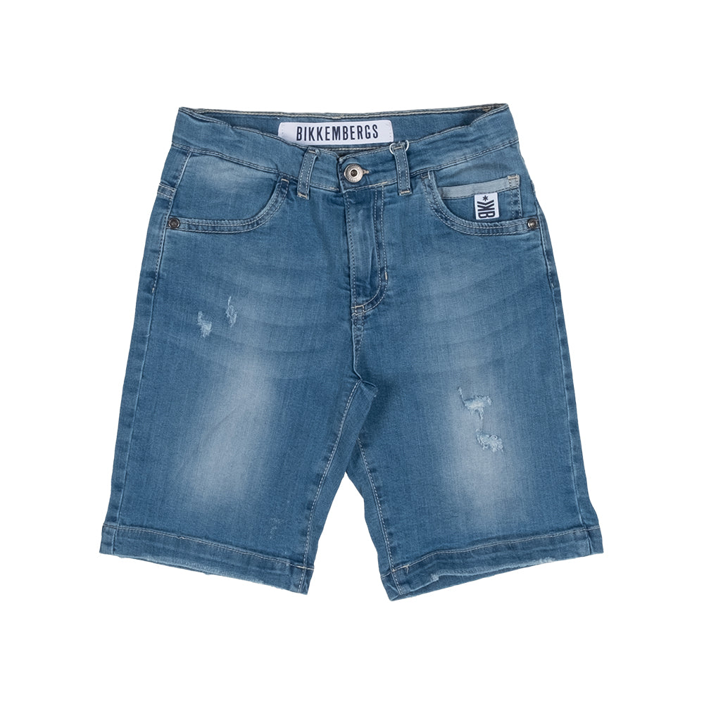 Bermuda en jean de la Ligne Vêtements Enfant Bikkembergs, modèle cinq poches et taille ajustable ...