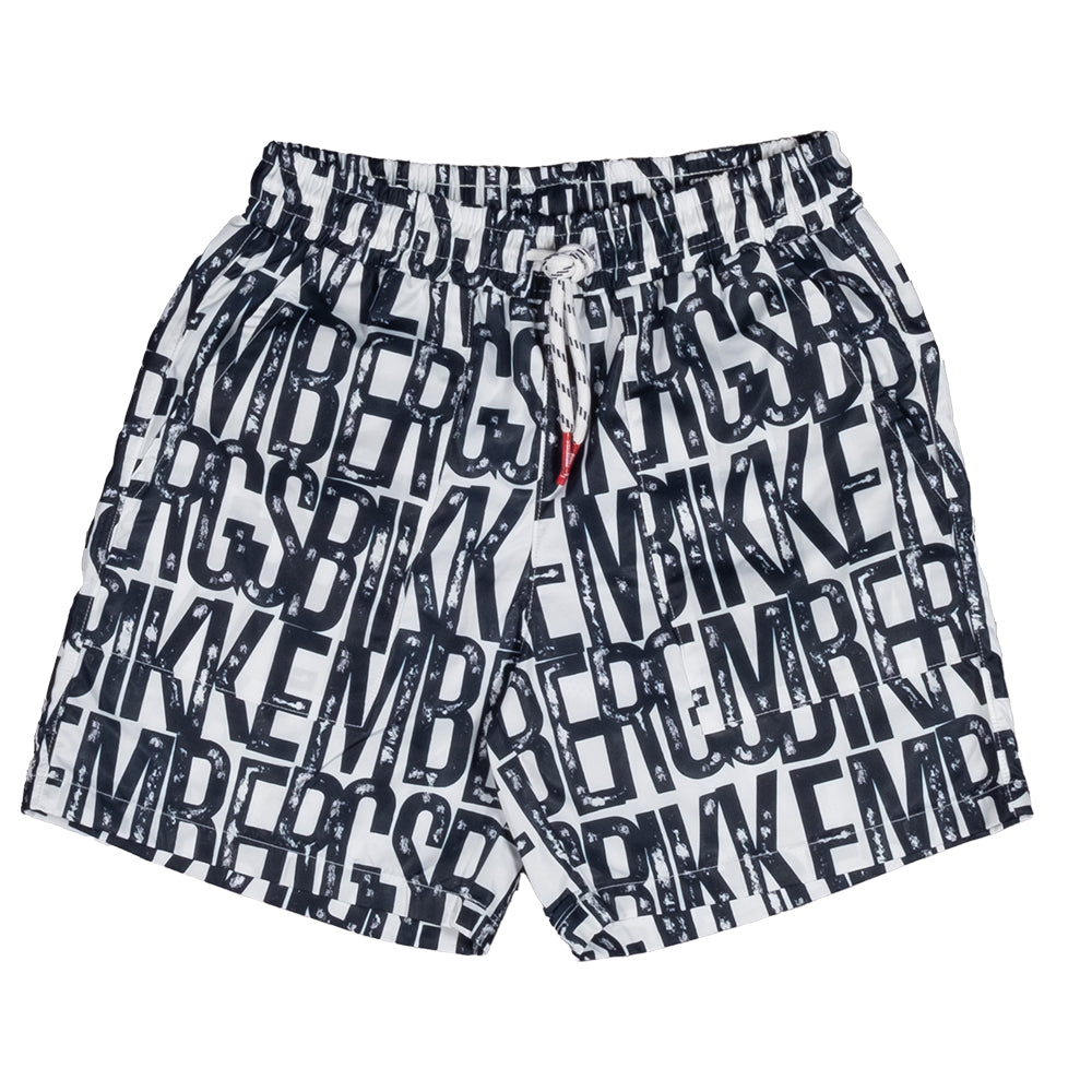 Boxer de mer de la Ligne Vêtements Enfant Bikkembergs, avec cordons à la taille et motif logo all...