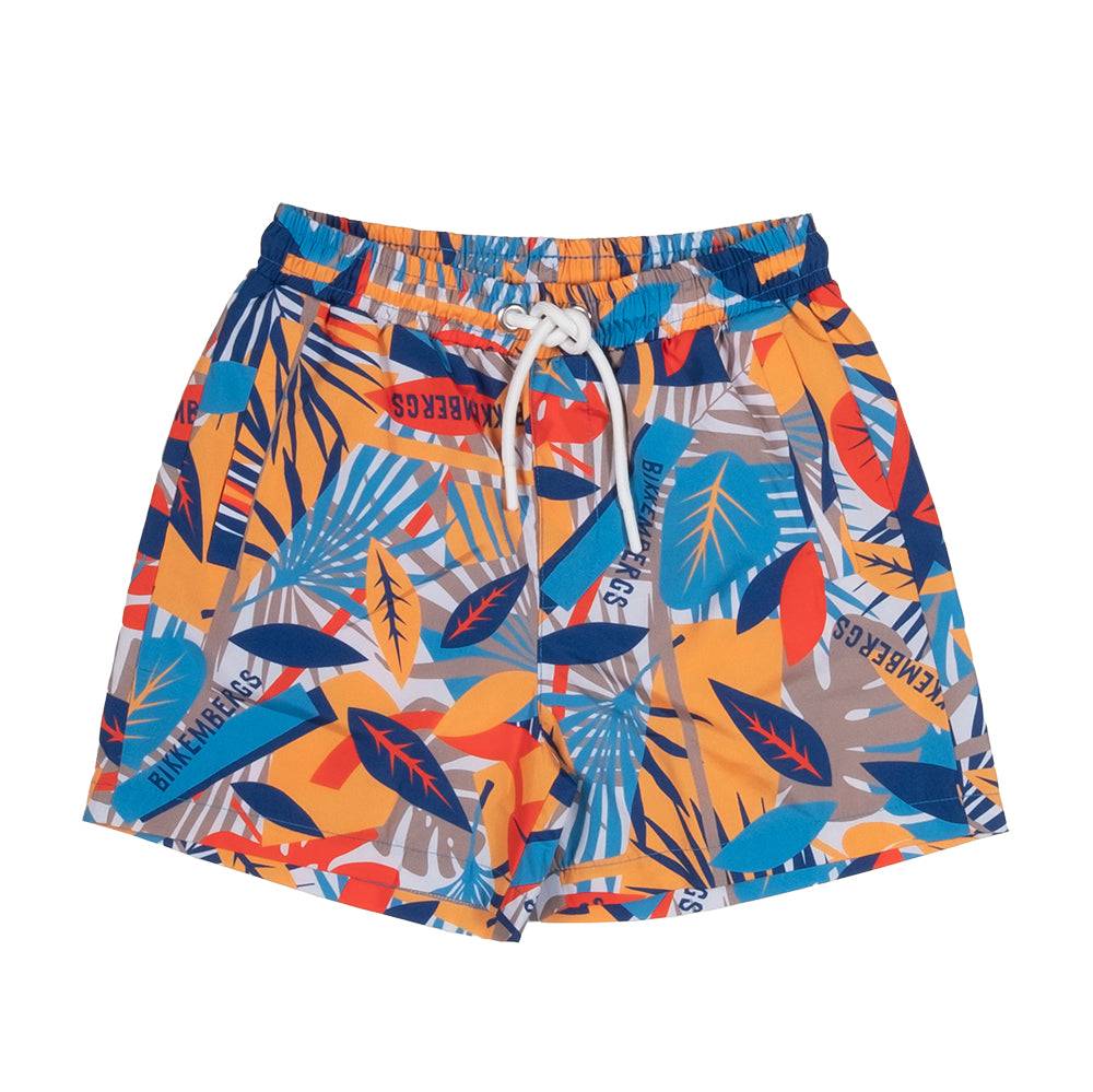 Boxer de bain de la Ligne Vêtements Enfant Bikkembergs, avec un motif multicolore aux teintes viv...