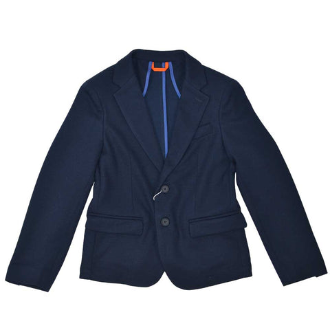 Giacca blu elegante per bambino con due bottoni e taschino