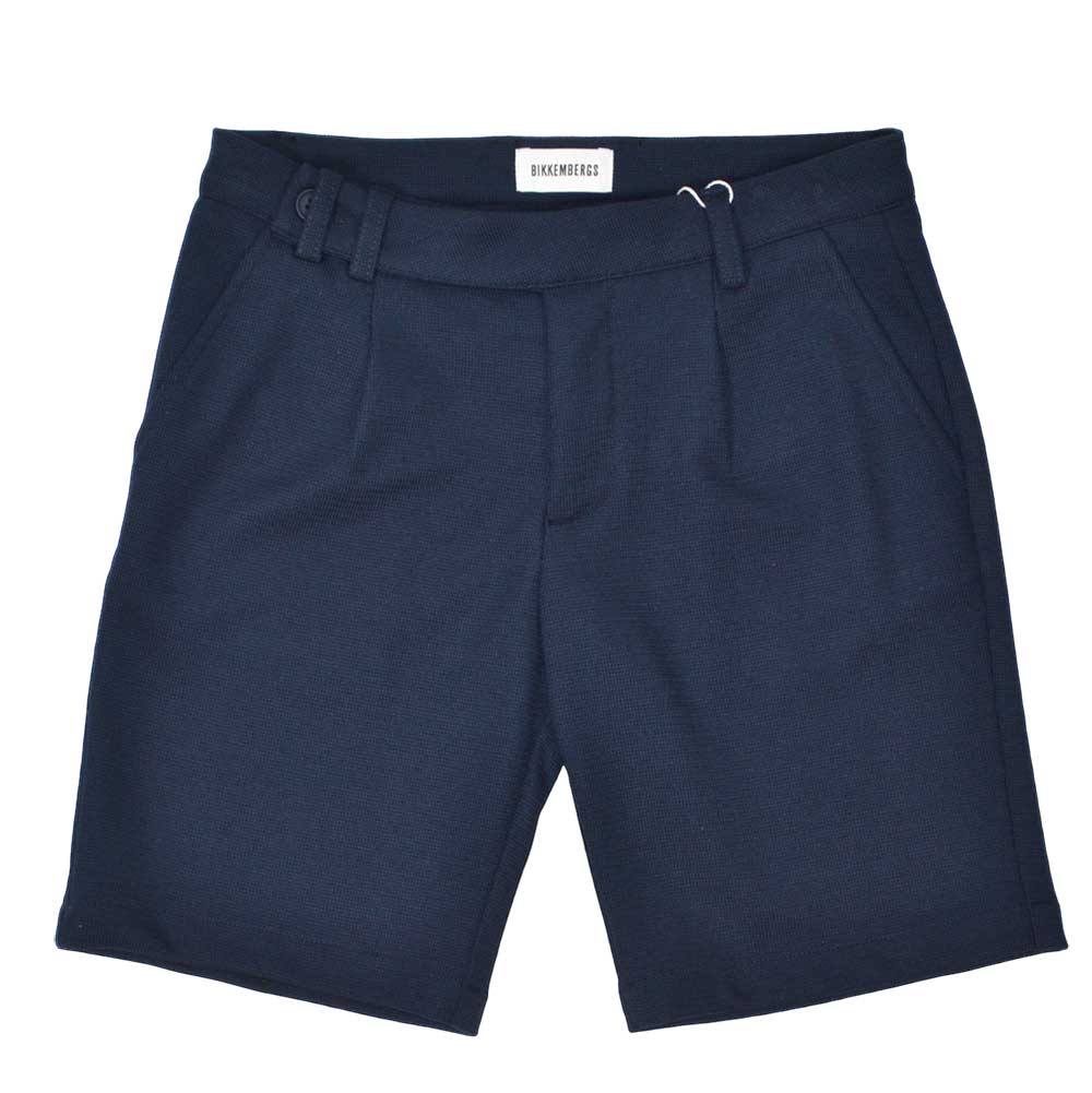 Elegant Bermuda shorts from the Bikkembergs children's clothing line, with pleats on the front an...