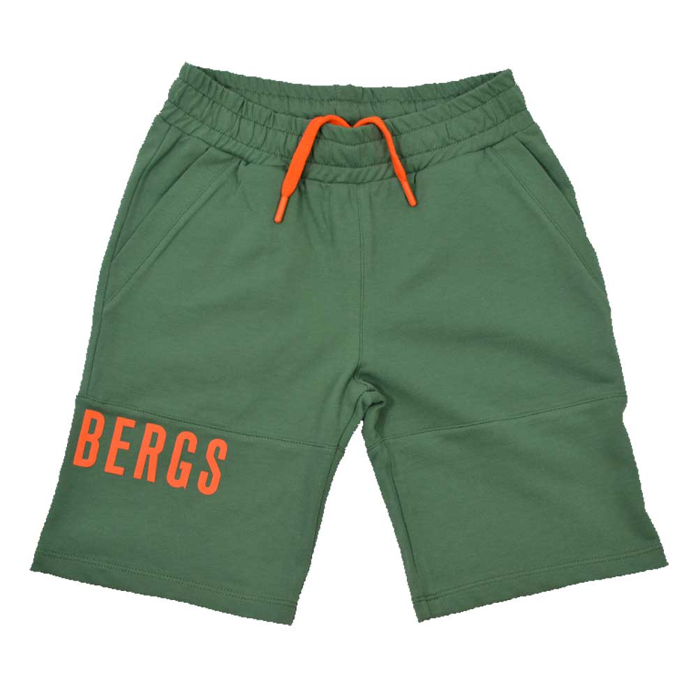 Sports shorts from the Bikkembergs children's clothing line, with fluorescent logo printed on one...