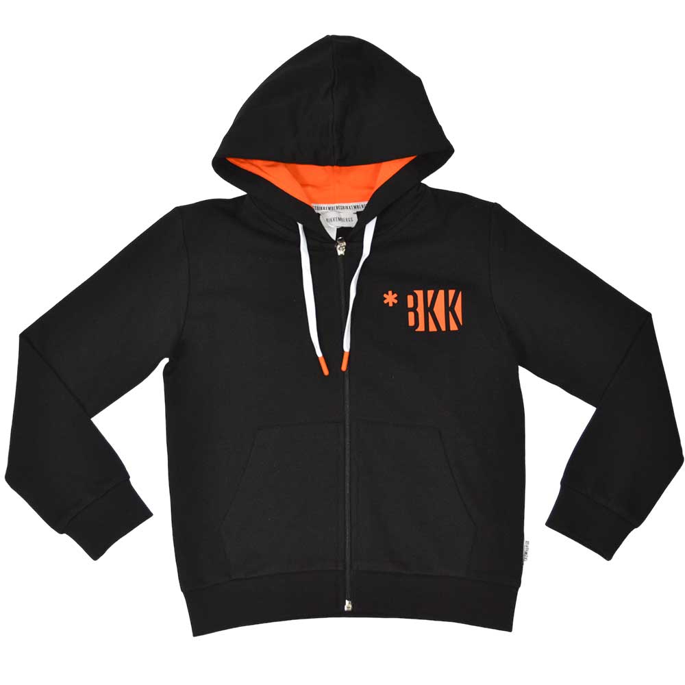 Sweatshirt from the Bikkembergs children's clothing line, with hood, zip closure and small fluore...