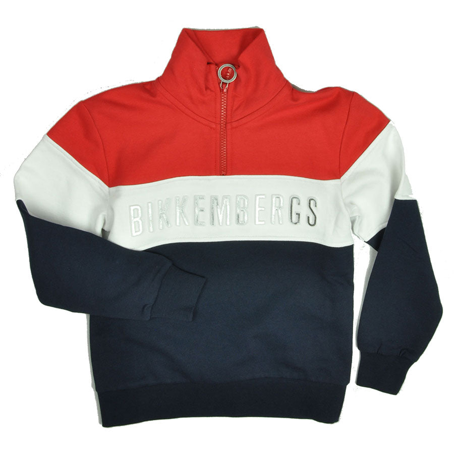 Sweat-shirt à col mao avec zip sur le devant. De la ligne Vêtements Enfant Bikkembergs ; logo en ...