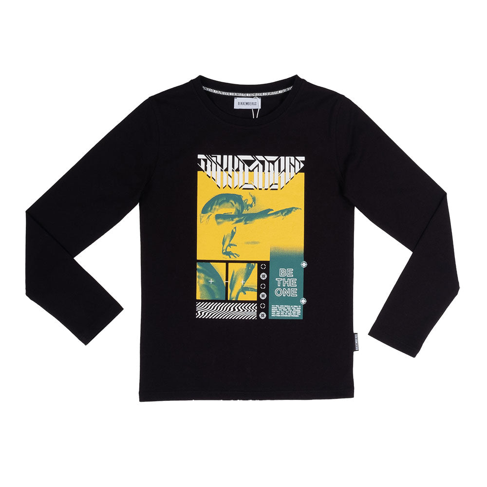 T-shirt à manches longues de la ligne Vêtements Enfant Bikkembergs, avec impression colorée sur l...