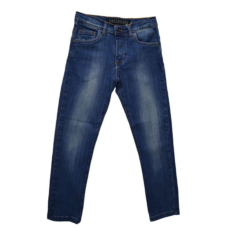 Pantalon jean de la Ligne Vêtements Enfant Bikkembergs, modèle régulier cinq poches avec taille a...