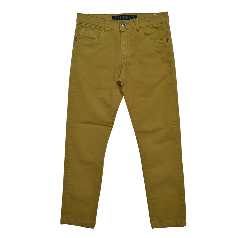 Pantalon couleur moutarde de la Ligne Vêtements Enfant Bikkembergs, avec modèle régulier cinq poc...