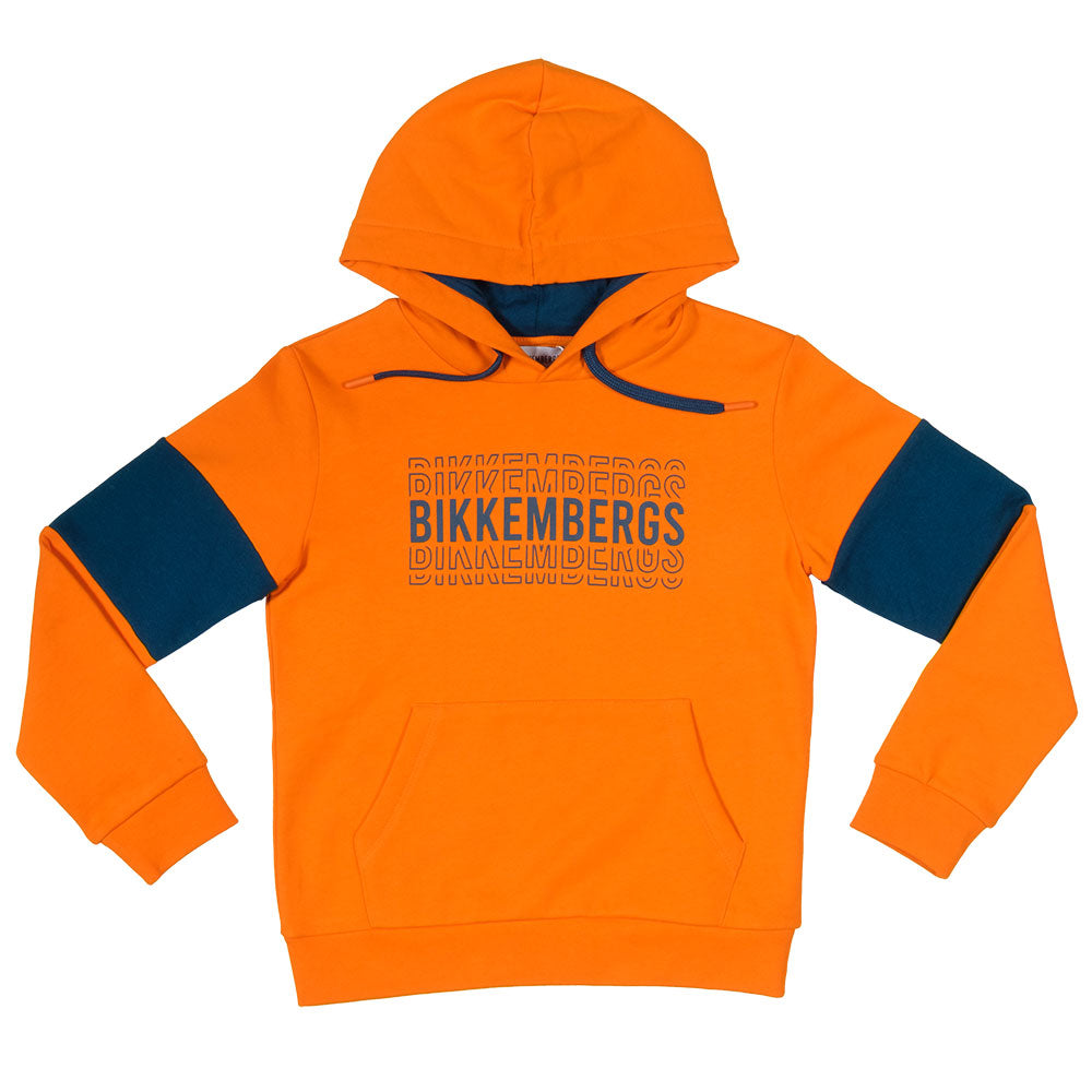 
Bikkembergs Children's Clothing Line sweatshirt, with hood and large front pocket. In solid fluo...