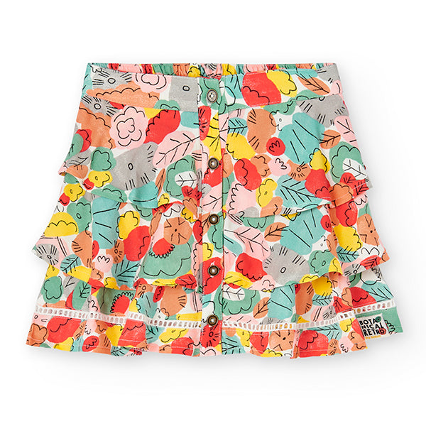 Jupe de la ligne Vêtements Fille Boboli, avec volants et petite broderie en bas. Petits boutons s...