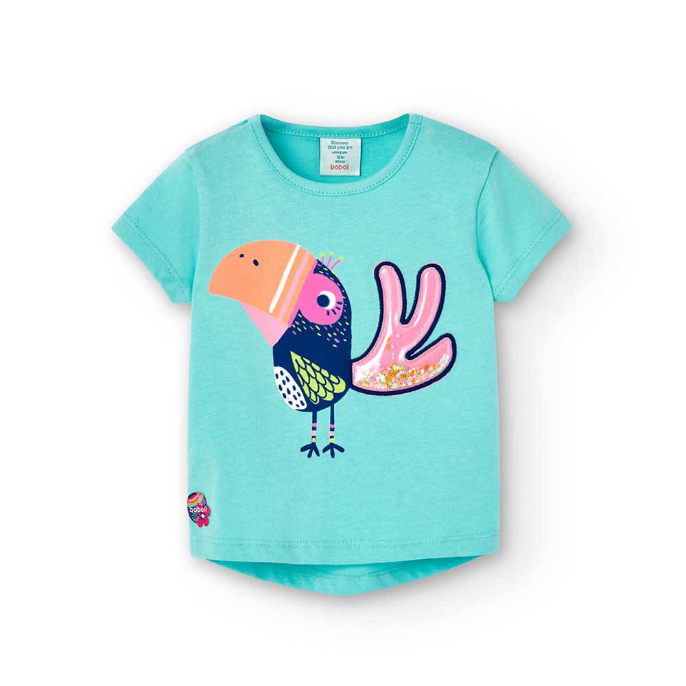 
T-shirt from the Boboli Girls' Clothing Line, with short sleeves and press studs on the shoulder...