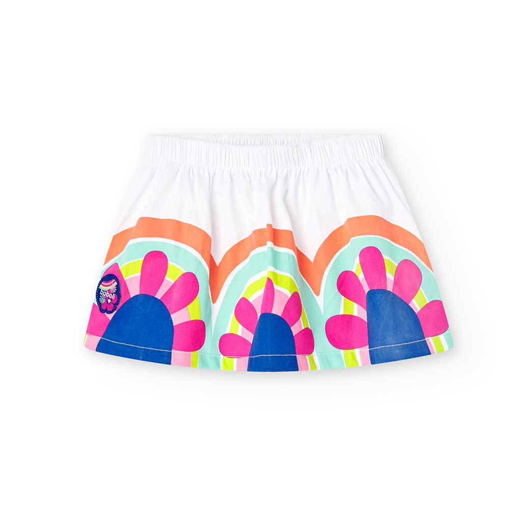 Jupe de la ligne Vêtements Fille Boboli, ample, avec élastique à la taille et motif multicolore s...
