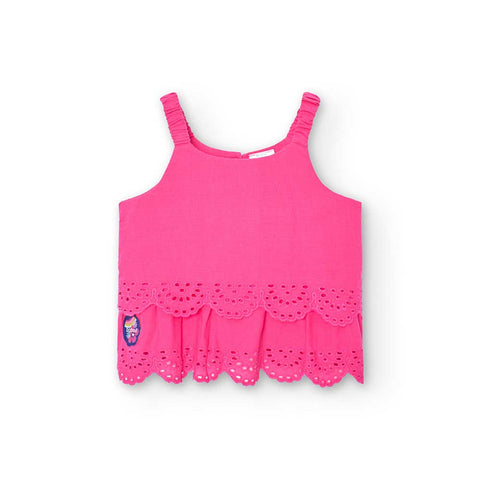 Embroidered batiste top for girls