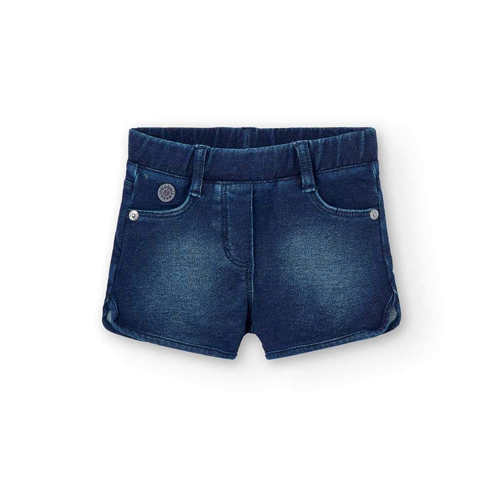 Pantalons courts de la ligne Vêtements Fille Boboli, en molleton couleur denim, avec élastique à ...