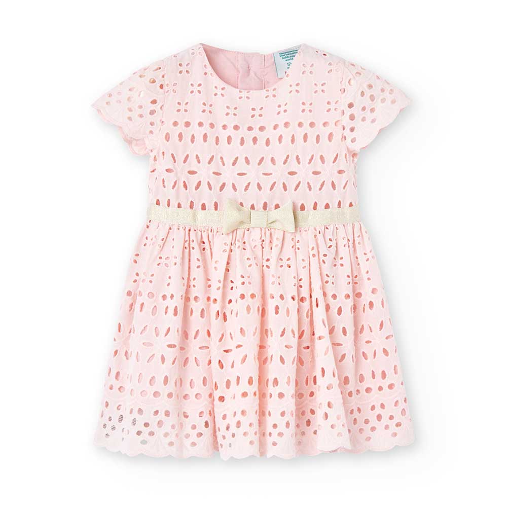 Robe élégante de la Ligne Vêtements Fille Boboli, en tissu ajouré avec boutonnage au dos et ceint...