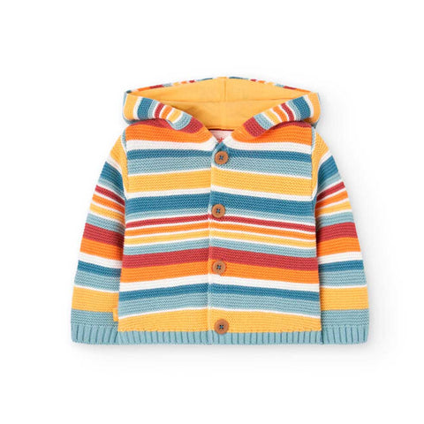 Striped knit jacket for babies