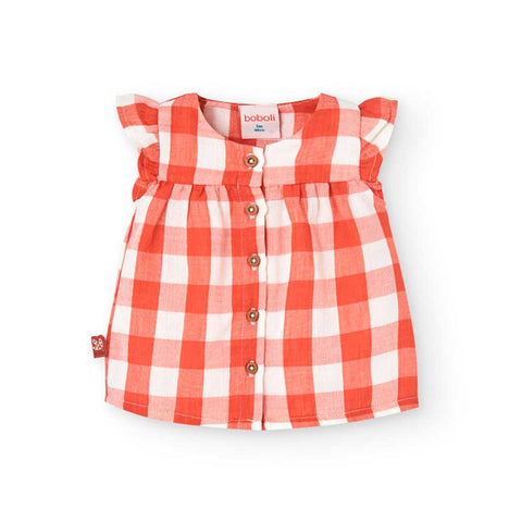 Vestito quadri - BOBOLI - Sesso: Bambina - Colore: Arancione - Stagione: Primavera-Estate