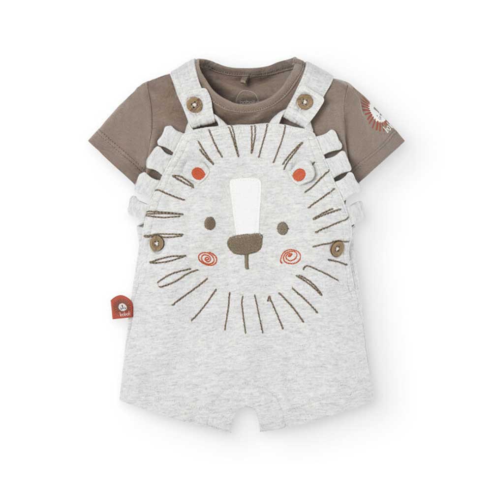 Boboli Children's Clothing Line overalls, with coordinated t-shirt. Animal embroidery on the fron...