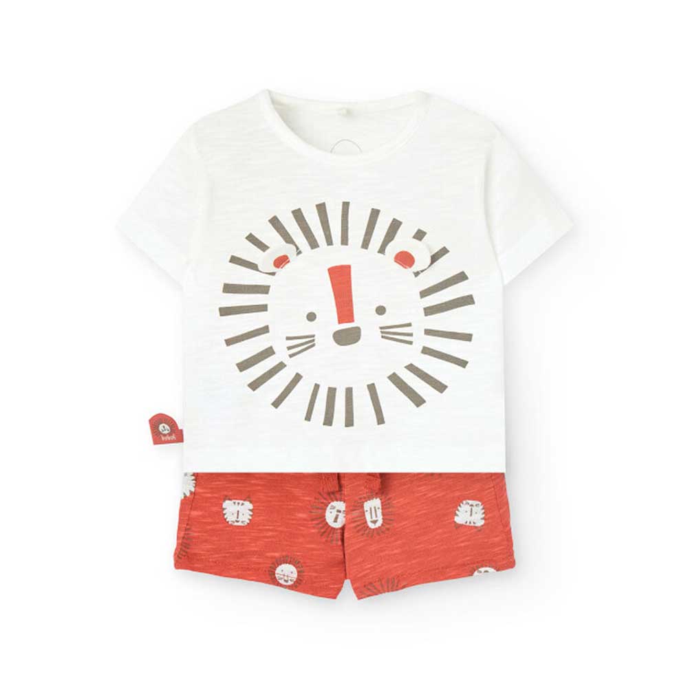 Complete two-piece set from the Children's Clothing Line Boboli, with a slub cotton t-shirt and s...