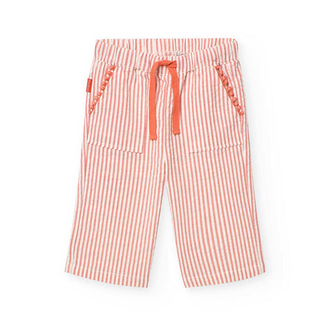 Striped poplin pants for babies