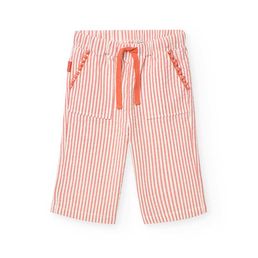 Pantalons larges de la Ligne Vêtements Fille Boboli, avec motif à rayures et cordons à la taille,...