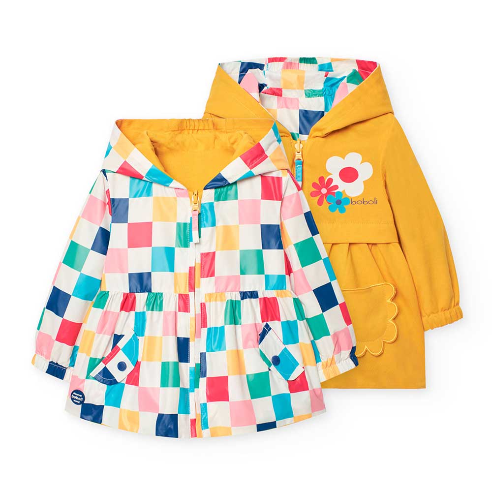Reversible parka from the Boboli Girls' Clothing Line, with a waterproof patterned side on one si...