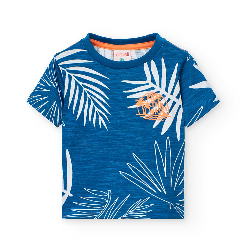 T-shirt de la Ligne Vêtements Enfant Boboli, avec motif tropical en contraste de couleur.

Compos...