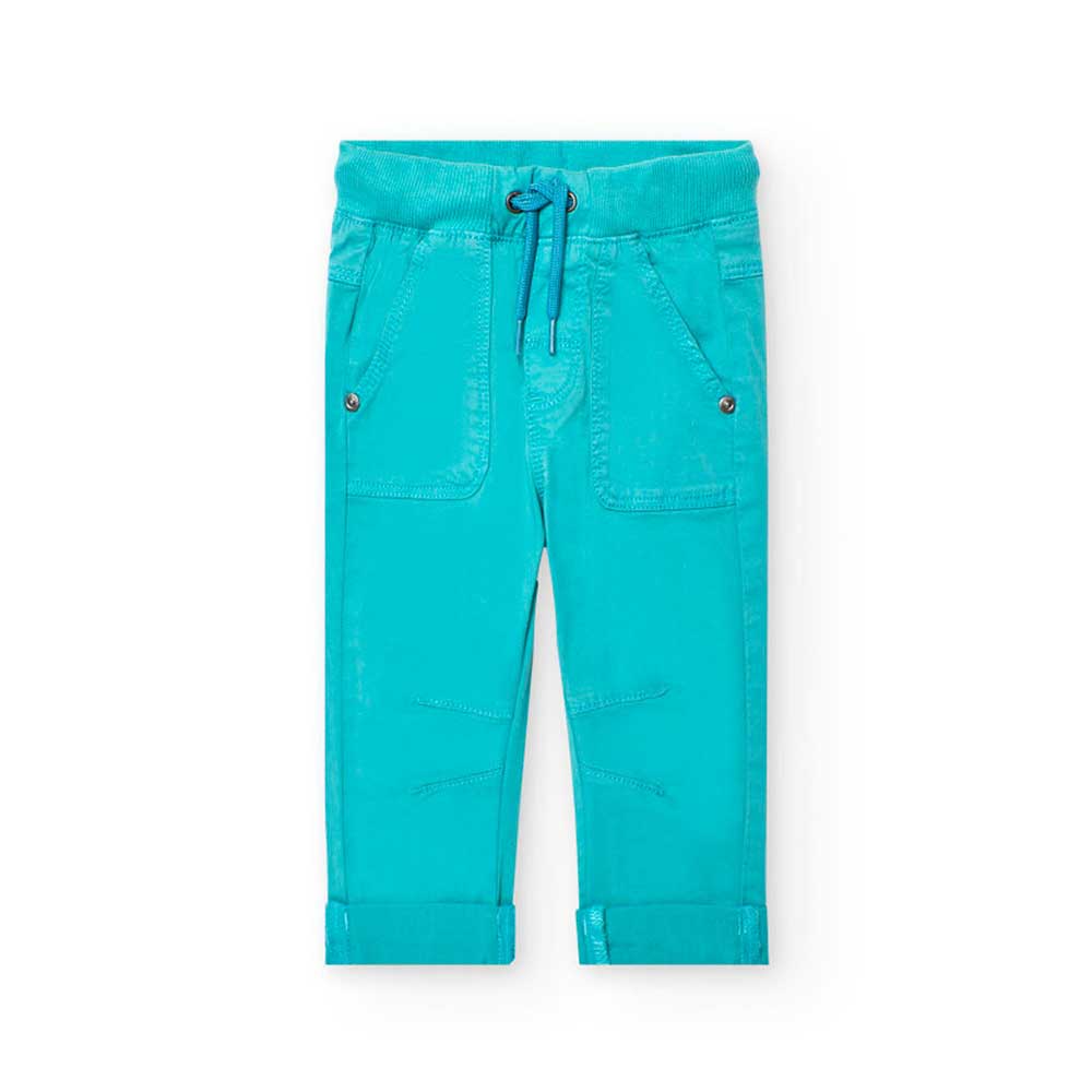 Pantalone della Linea Abbigliamento Bambino Boboli, in cotone a tinta unita con elastico e laccet...
