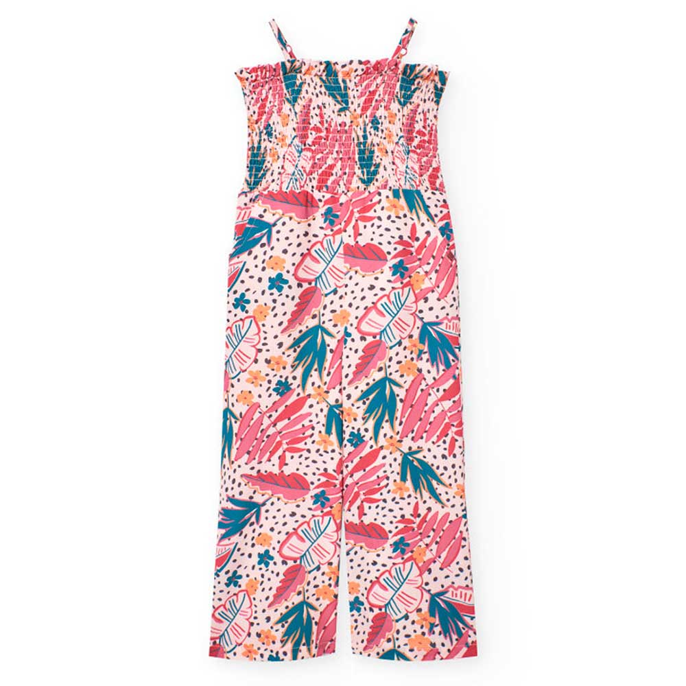 Combinaison longue de la ligne Vêtements Fille Boboli, en tissu crêpe, avec motif tropical et par...