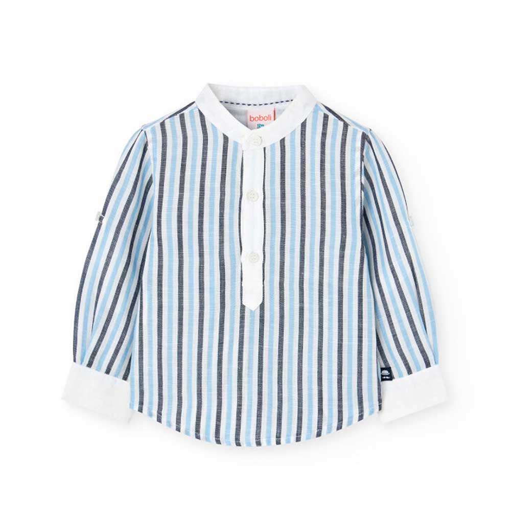 Camicia in lino della Linea Abbigliamento Bambino Boboli, con manica lunga che si accorcia con pa...