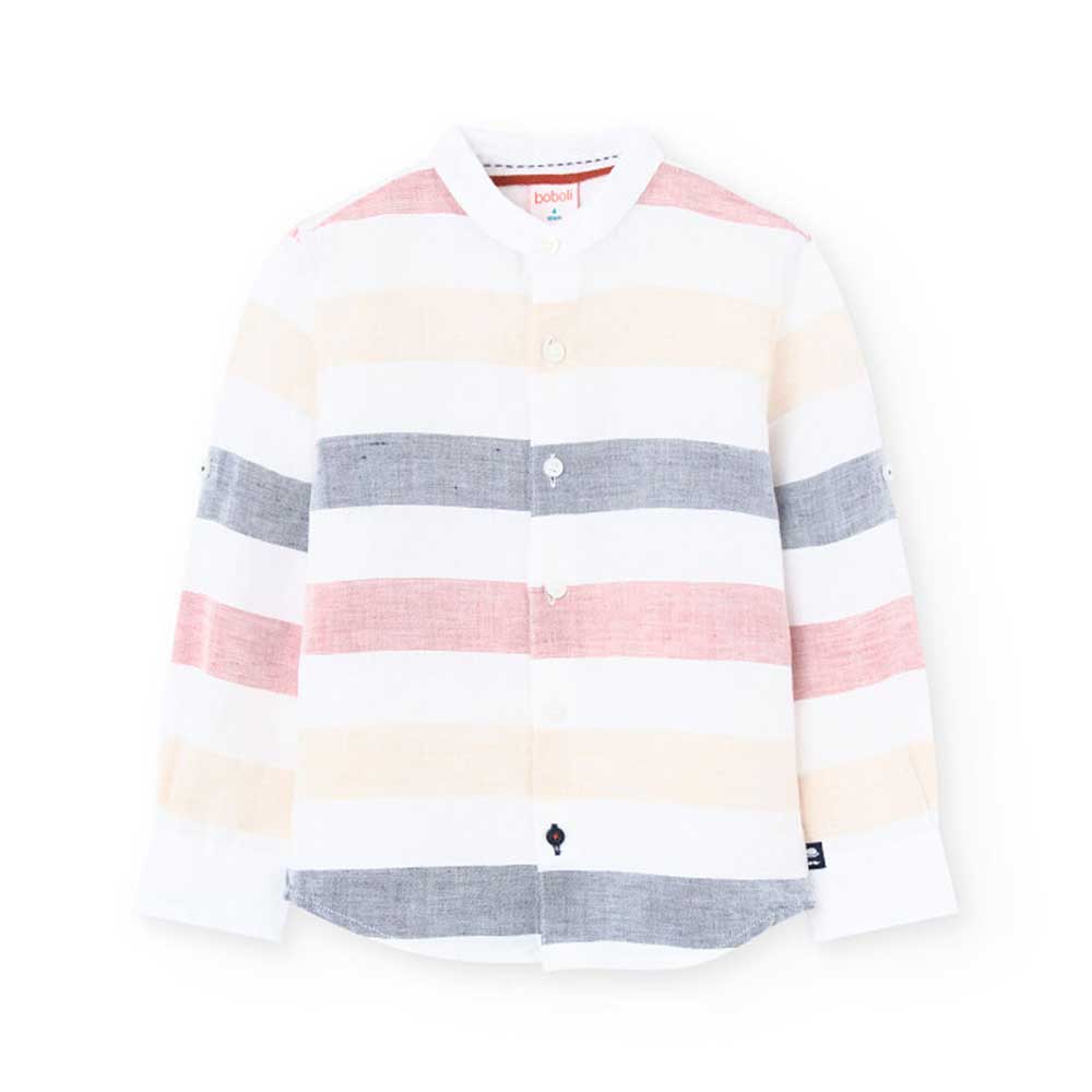 Long-sleeve shirt from the Boboli Children's Clothing Line, with a wide striped pattern in natura...