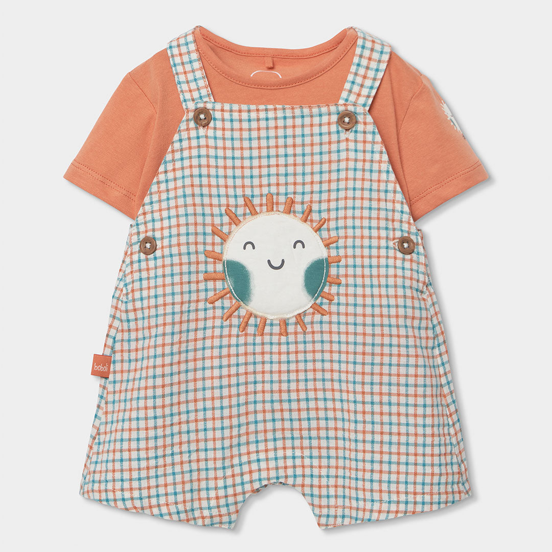 Salopette de la ligne Vêtements Enfant Boboli, à motif carreaux, avec bretelles réglables et shor...