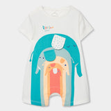 Pagliaccetto bianco con stampe di elefanti colorati