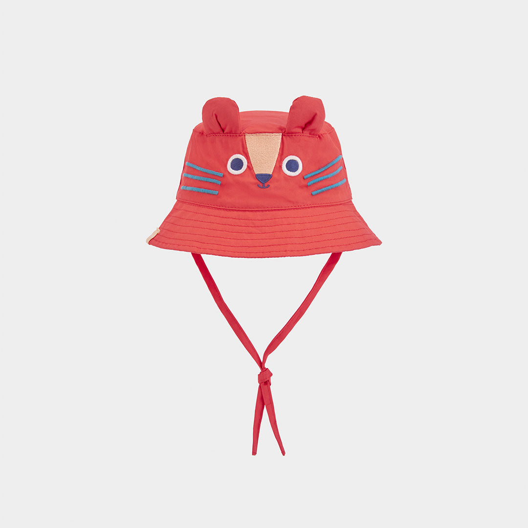 Chapeau de la ligne de vêtements enfant Boboli, modèle bob avec liens sous le menton. Chat brodé ...