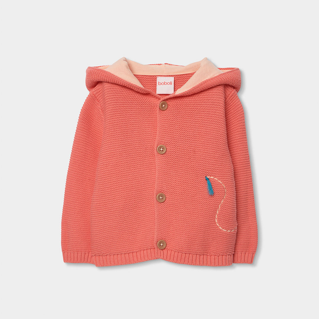 Cardigan in maglia della Linea Abbigliamento Bambino Boboli, con cappuccio foderato in cotone all...