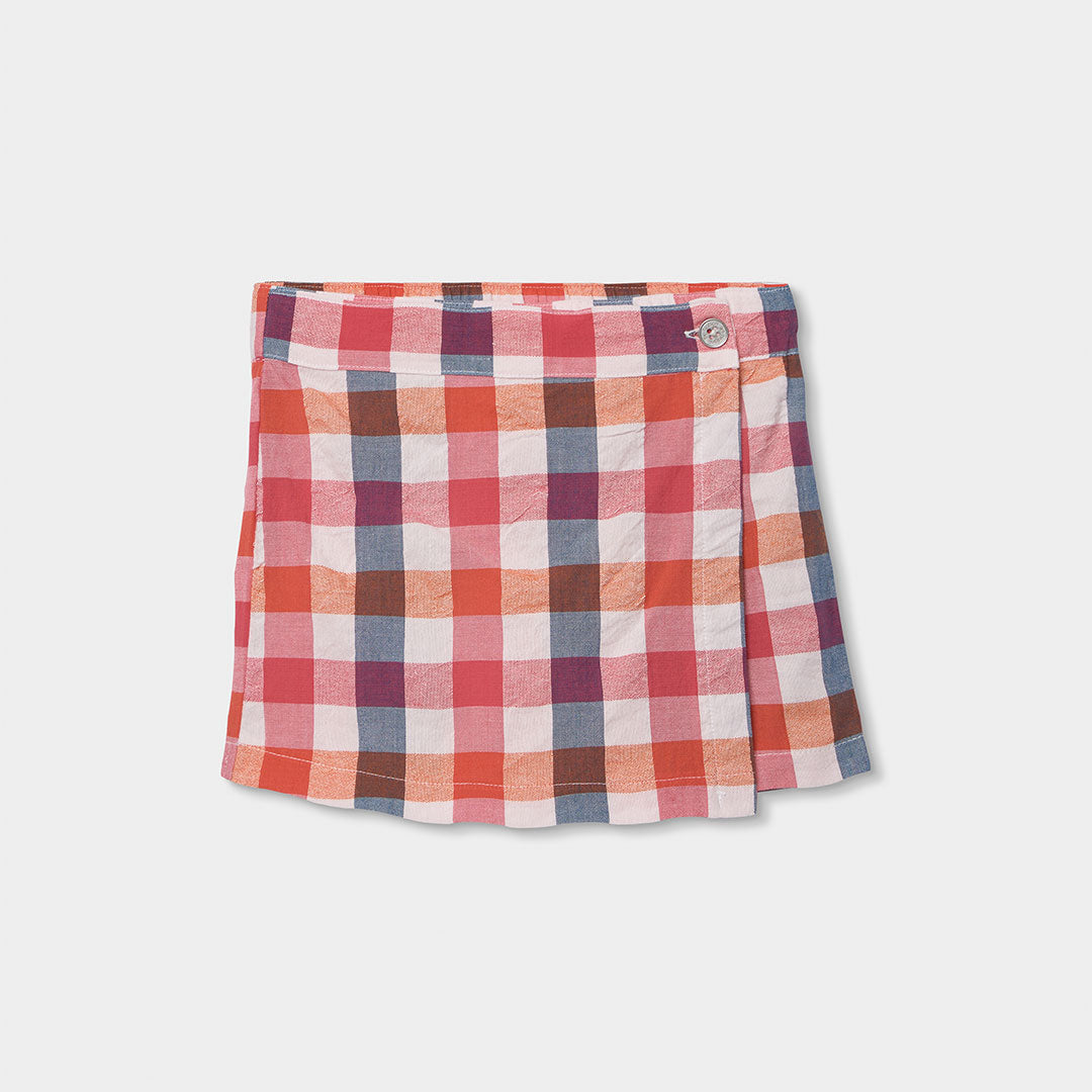 Shorts from the Boboli Girls' Clothing Line, with an adjustable waist and a checkered pattern in ...