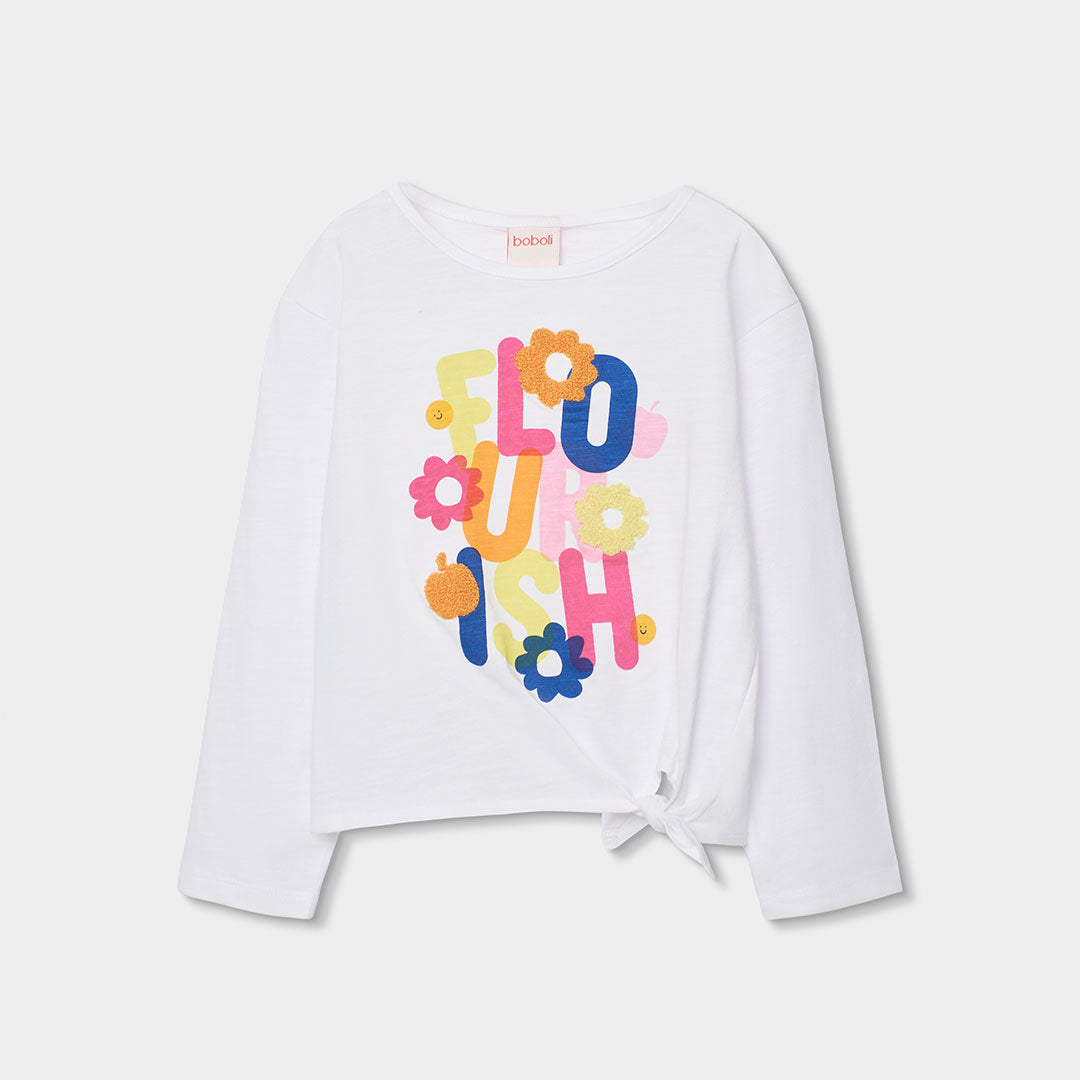 T-shirt de la ligne de vêtements pour fille Boboli, à manches longues, avec imprimé coloré sur le...