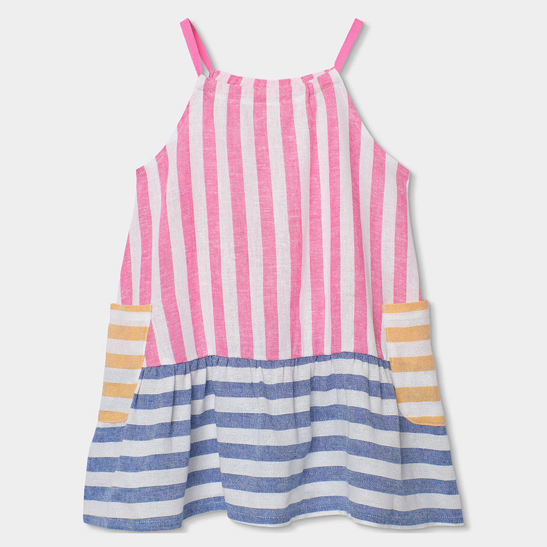 Robe de la Ligne Vêtements Fille Boboli, modèle prendisole, à rayures multicolores avec découpe g...