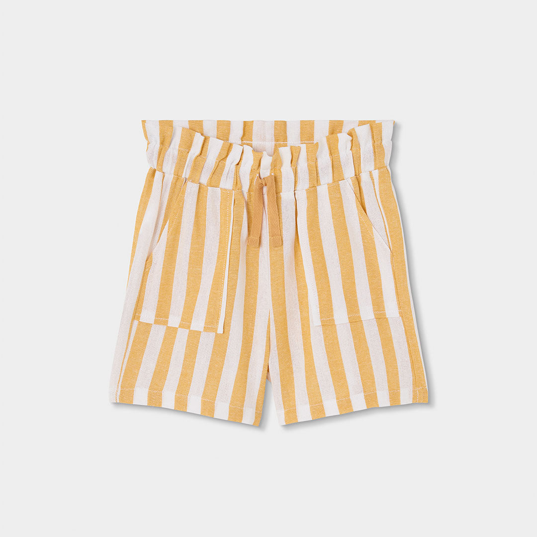 Bermuda en mélange de lin de la Ligne Vêtements Fille Boboli, à motif à rayures, élastique et cor...