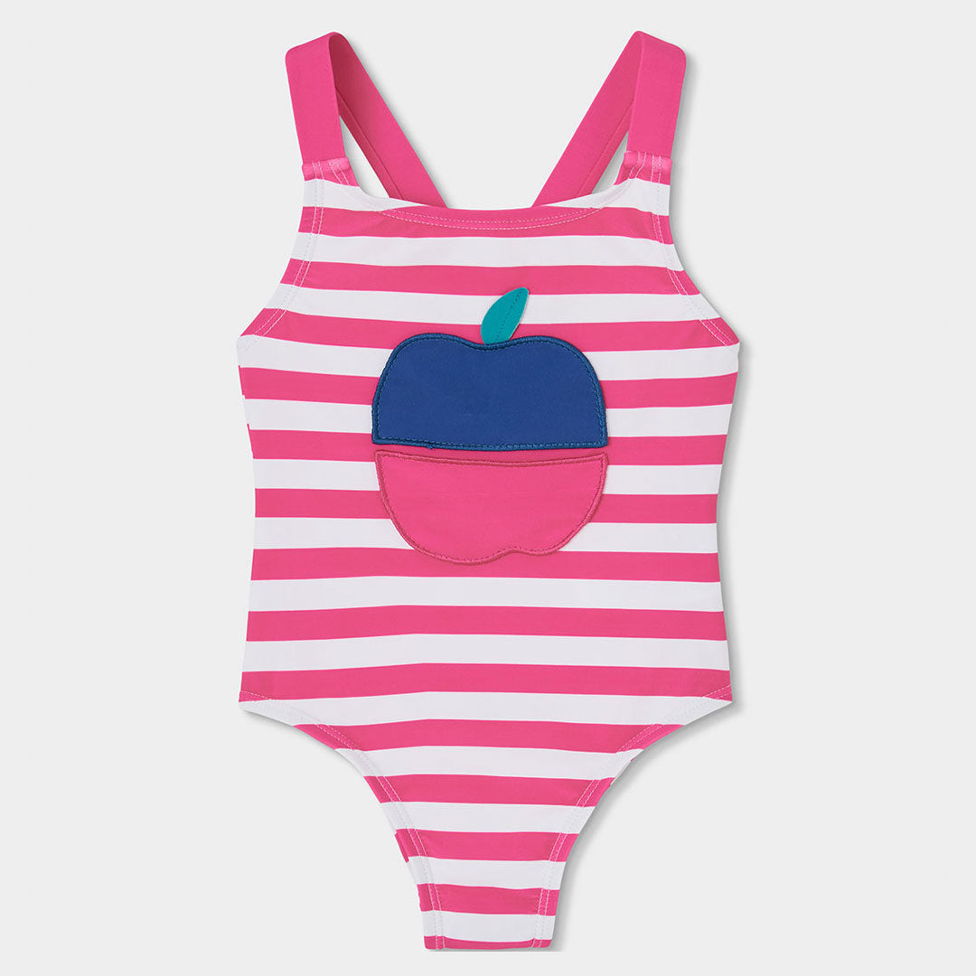 Costume intero della Linea Abbigliamento Bambina Boboli, con bretelle incrociate sul dietro e fan...