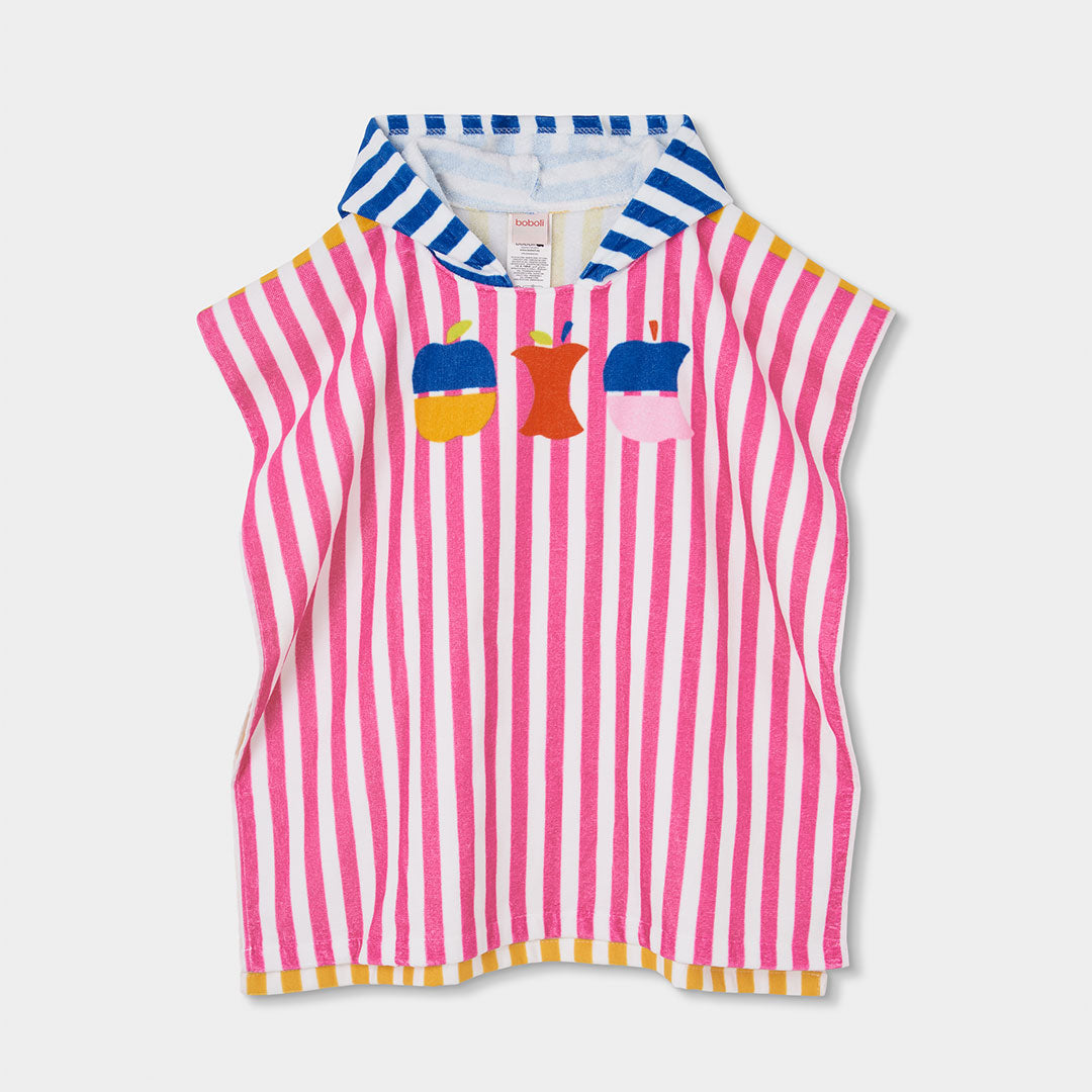 Poncho de plage de la ligne de vêtements pour filles Boboli, à motif rayé aux couleurs variées se...