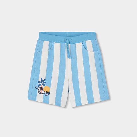 Short in felpa a righe - BOBOLI - Colore: Celeste - Stagione: Primavera-Estate