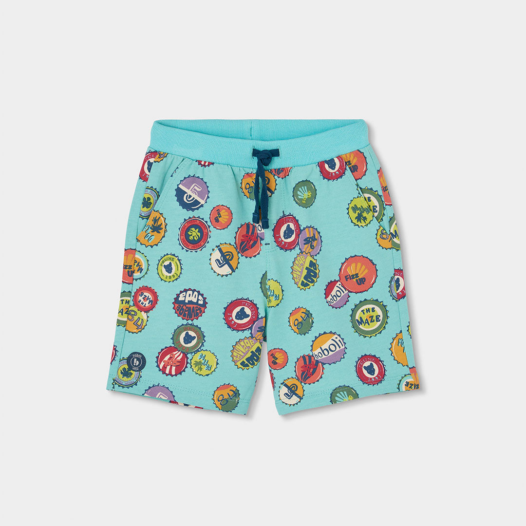 Short de la ligne Vêtements Enfant Boboli, en molleton avec motif multicolore intégral sur fond v...