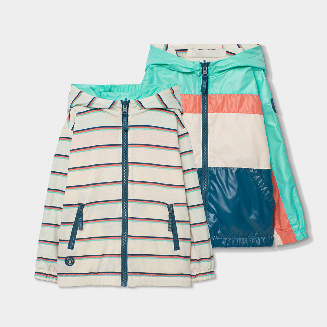 Parka coupe-vent de la Linea Abbigliamento Bambino Boboli, réversible avec un motif à larges band...