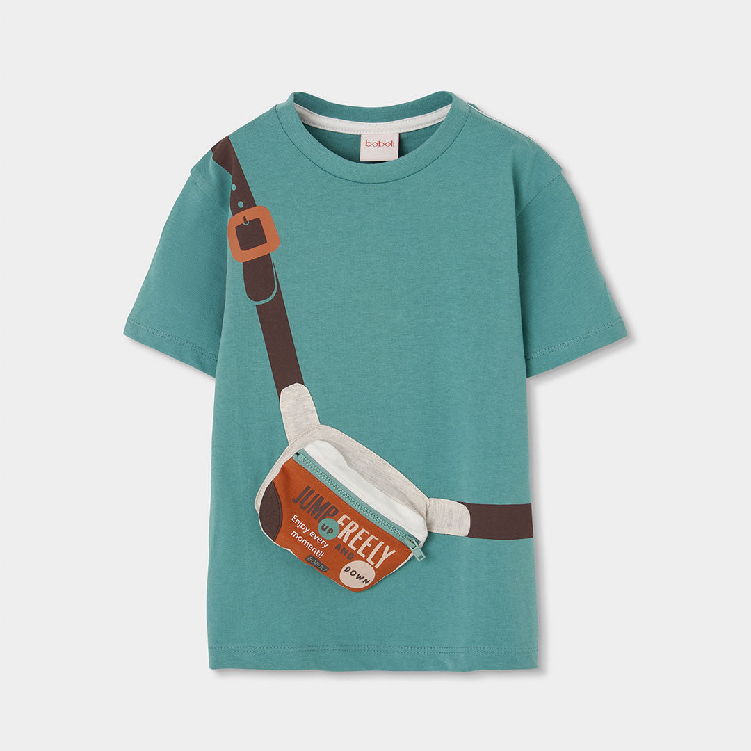 T-shirt from Boboli Children's Clothing Line, solid color with pouch applique on the front.Compos...
