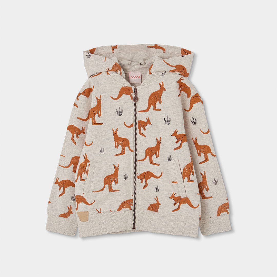 Sweat de la ligne de vêtements enfant Boboli, à capuche et fermeture éclair. Imprimé all-over de ...