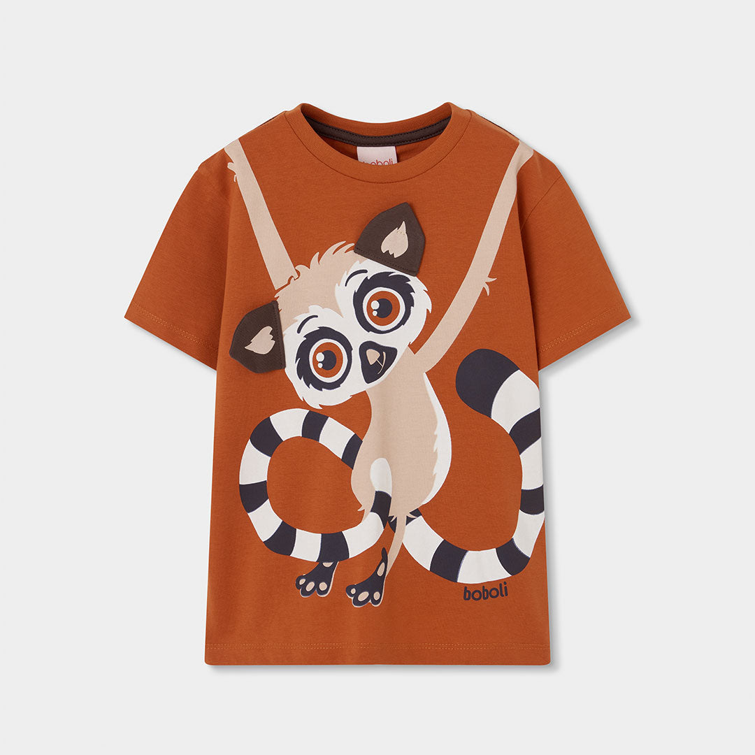 T-shirt de la ligne de vêtements enfant Boboli, uni avec un imprimé d'un petit animal tropical su...