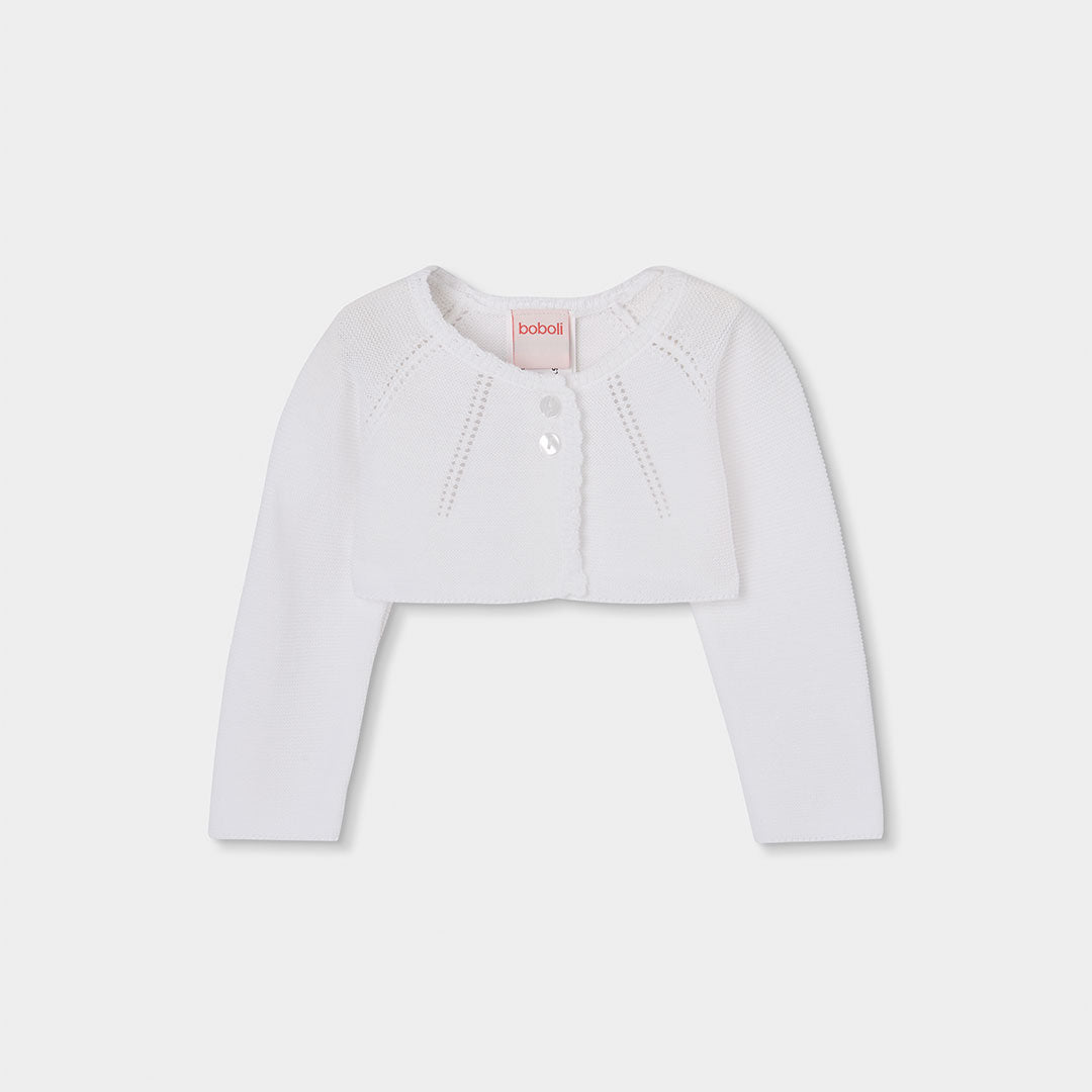 Boléro en maille de la Linea Abbigliamento Bambina Boboli, avec fermeture à boutons et encolure r...