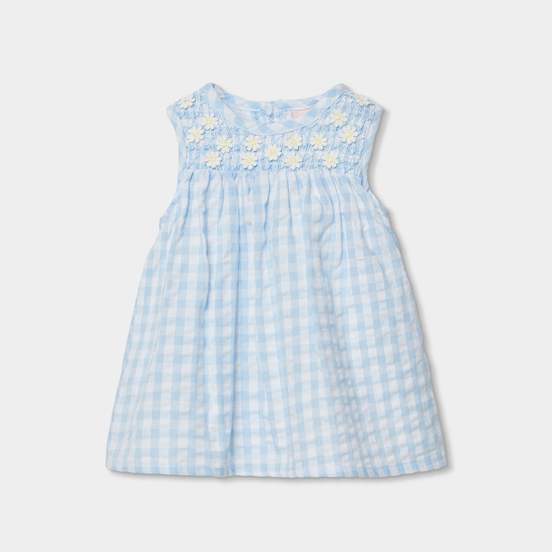 Vestitino senza maniche della de la linea Vêtements Fille Boboli, con fantasia check in tinte ten...