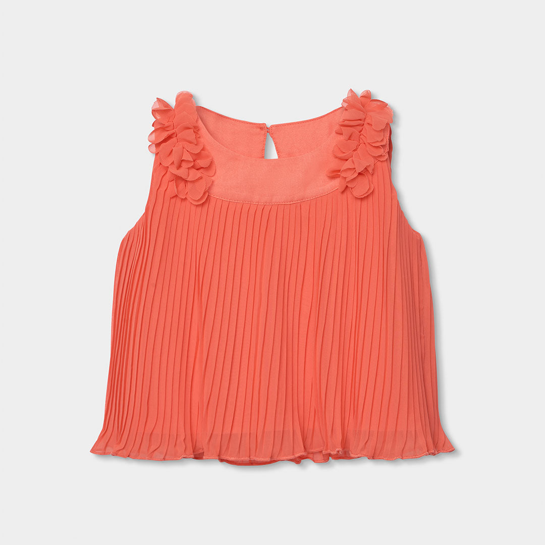 Blouse de la ligne de vêtements pour fille Boboli, élégante, avec bretelles larges et tissu pliss...